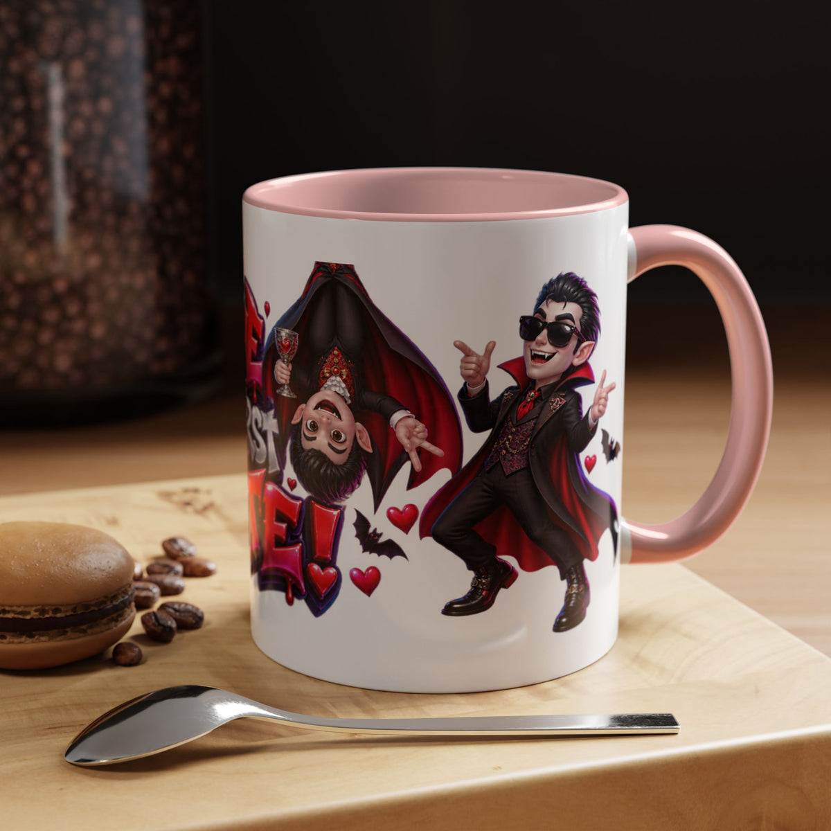 Love at First Bite Funny Vampire Halloween White Mug