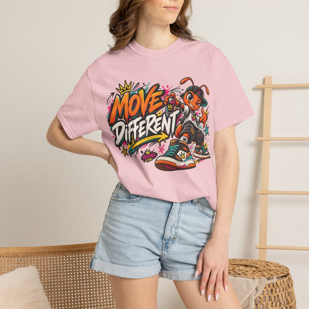Move Different Graphic T-Shirt — Streetwear Skate Ant Mascot Design