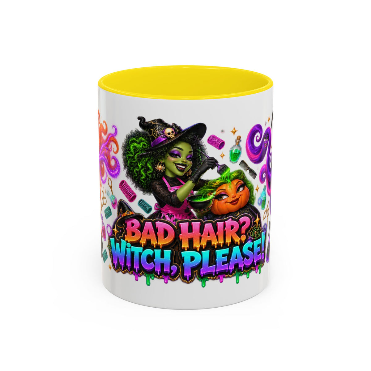 Bad Hair Witch Please Halloween Hairstylist White Mug