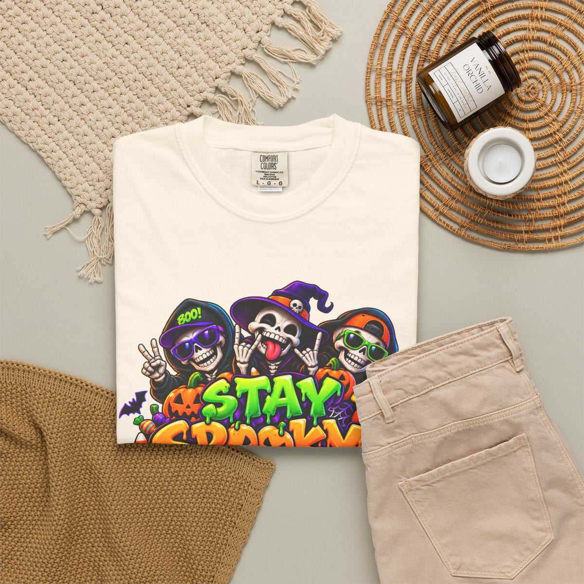 Stay Spooky Halloween T-Shirt – Funny Skeleton Crew Colorful Graphic Tee