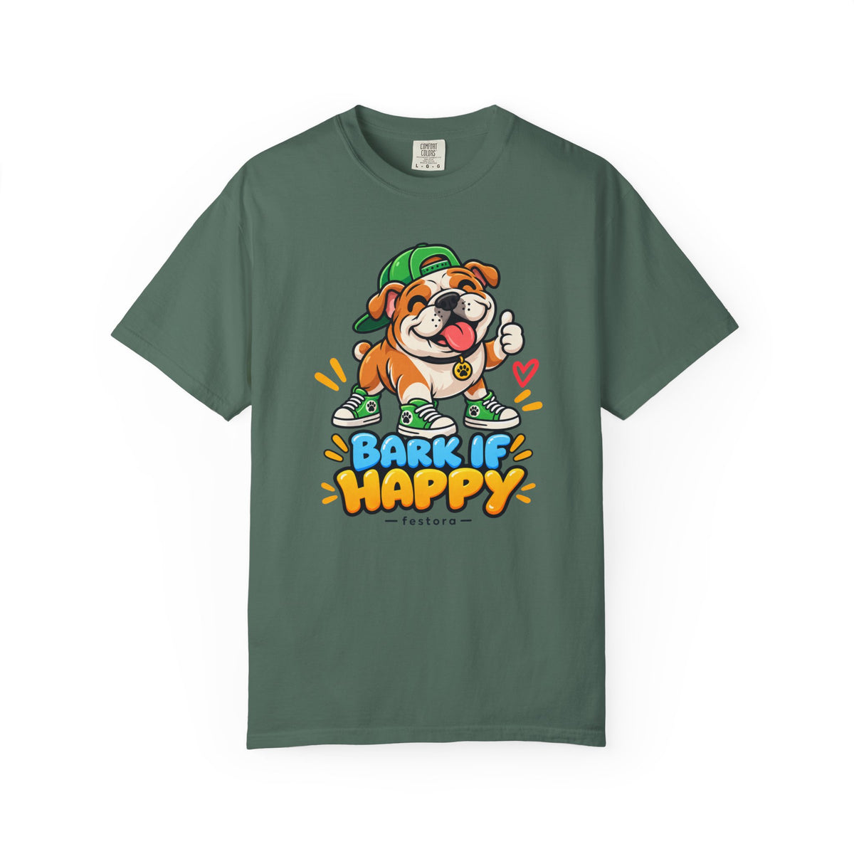 Bark If Happy – Cute Bulldog Graphic T-Shirt