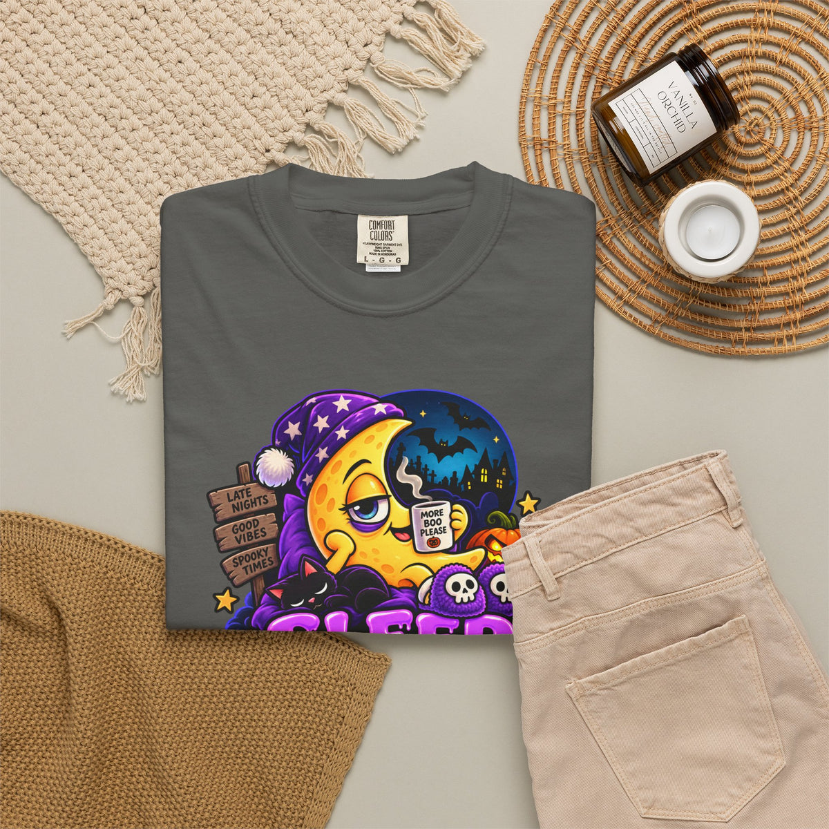 Sleep Is for the Living – Funny Halloween Moon T-Shirt
