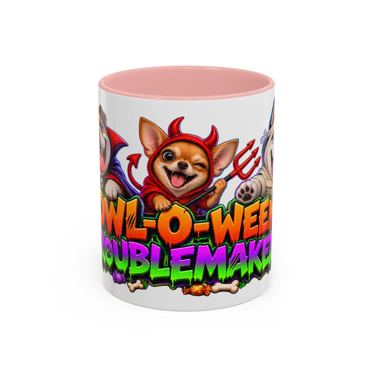 Howl-O-Ween Troublemakers Costume Dogs Halloween White Mug