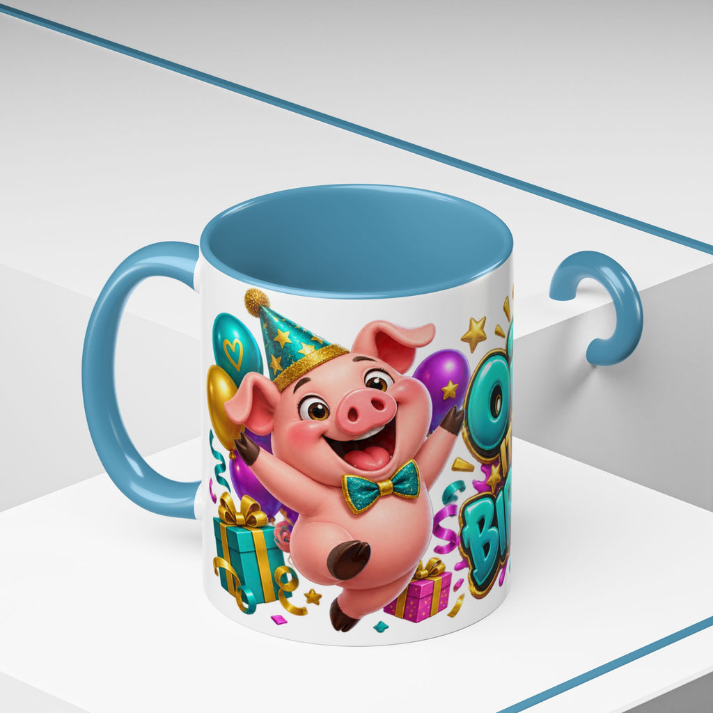 Oink! It’s Your Birthday White Mug – Cute Pig Birthday Cup, Colorful Funny Party Gift