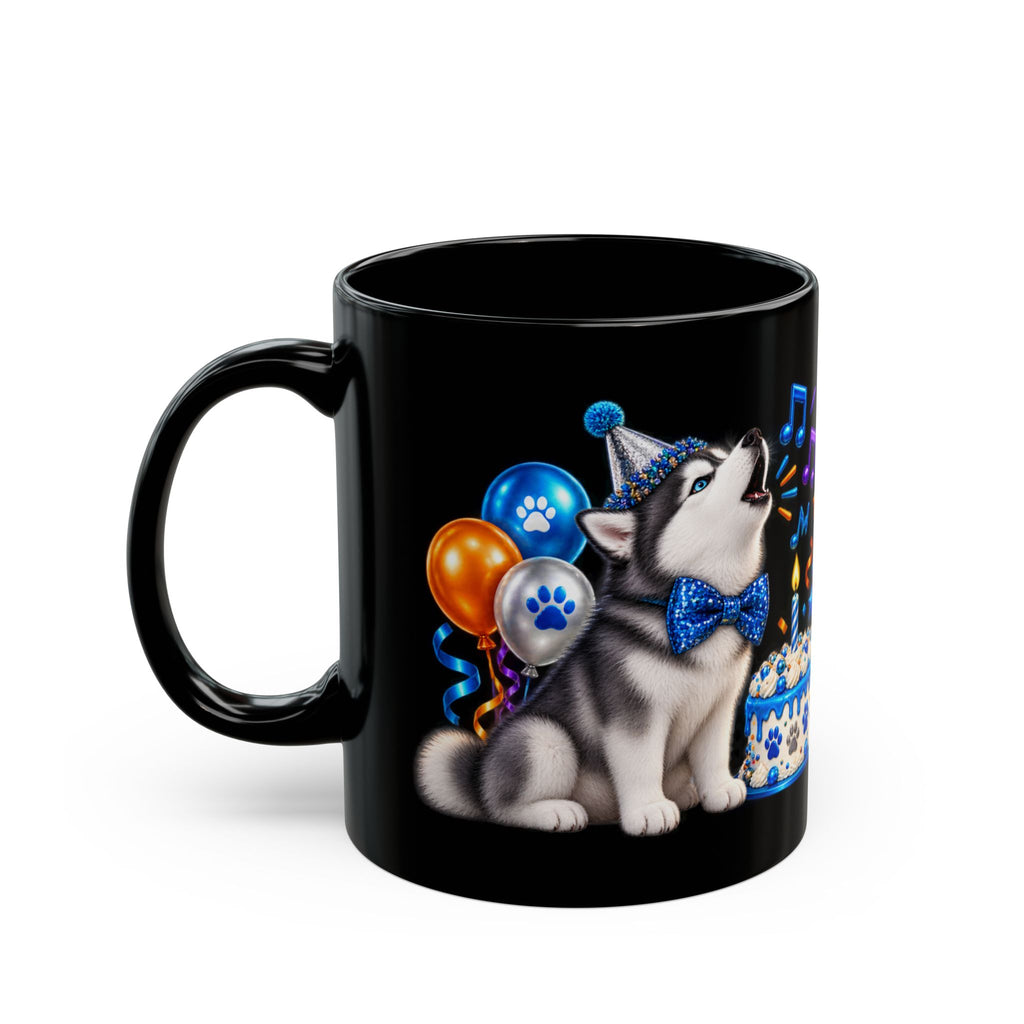Howl Old Am I Siberian Husky Birthday Black Mug