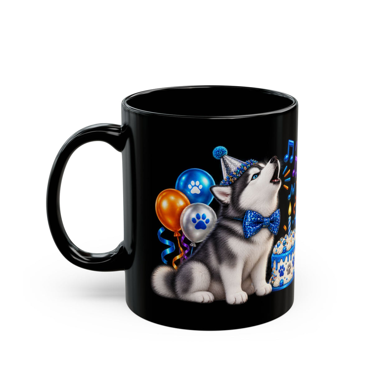Howl Old Am I Siberian Husky Birthday Black Mug