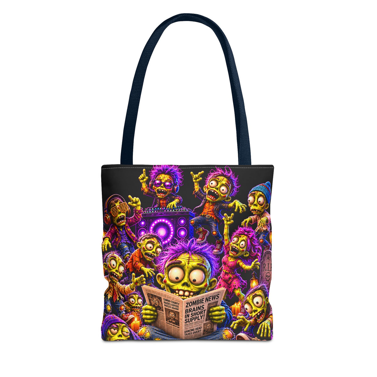 FestoraShop Funny Zombies Tote Bag - Cute 3D Halloween Zombie Reading Design