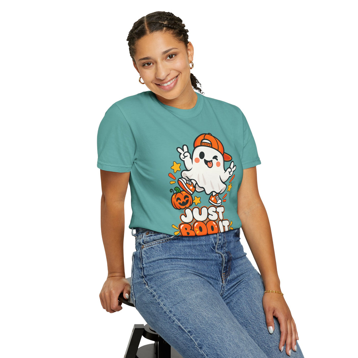 Just Boo It Halloween T-Shirt | Cute Skater Ghost Graphic Tee
