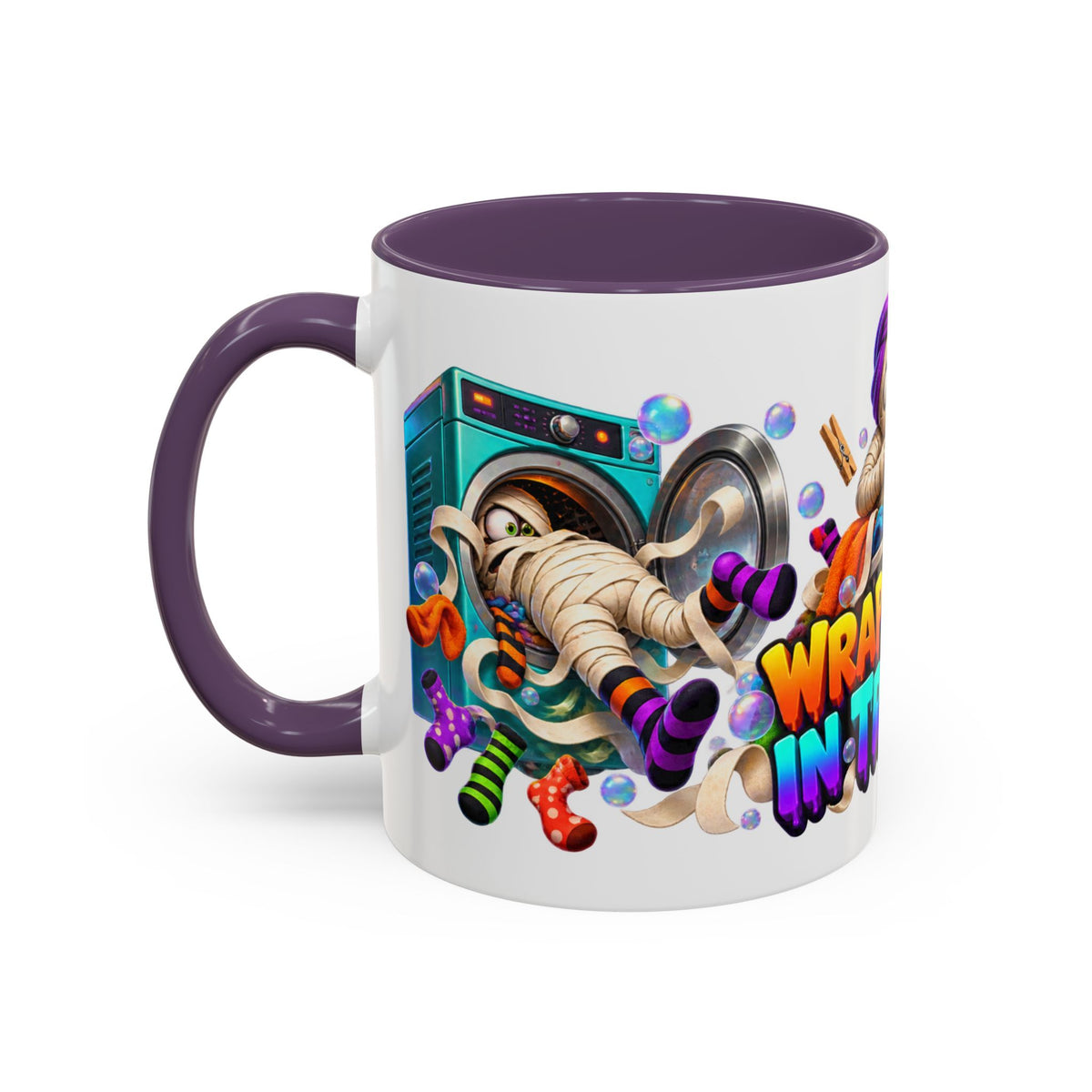Wrapped Up in Trouble Mummy Halloween White Mug
