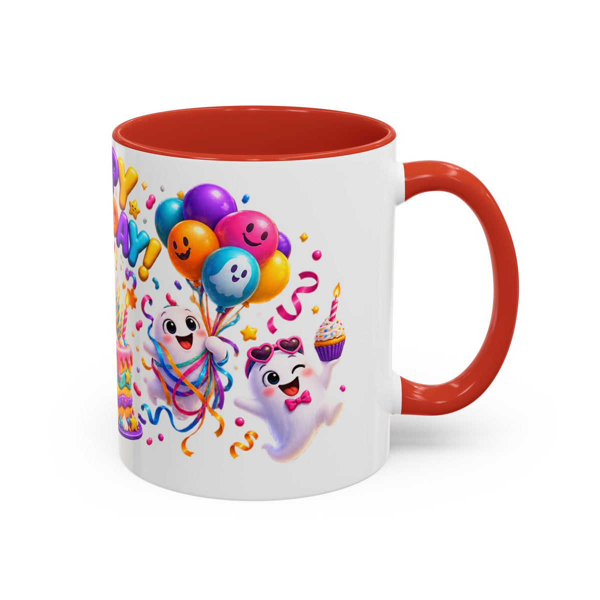 Happy Birthday Accent Coffee Mug - Colorful Celebration Mug (11oz, 15oz)