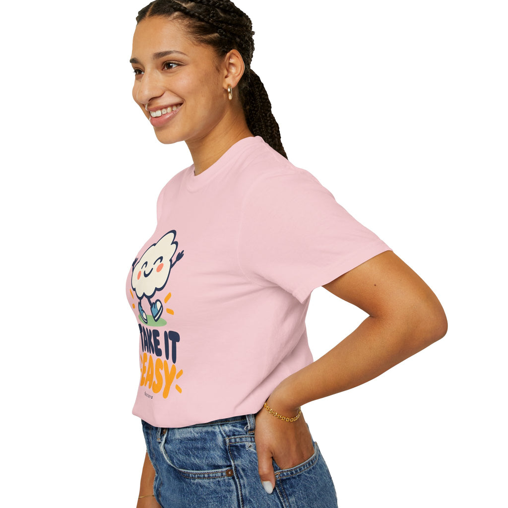 Take It Easy – Happy Cloud Graphic T-Shirt | Festora Everyday