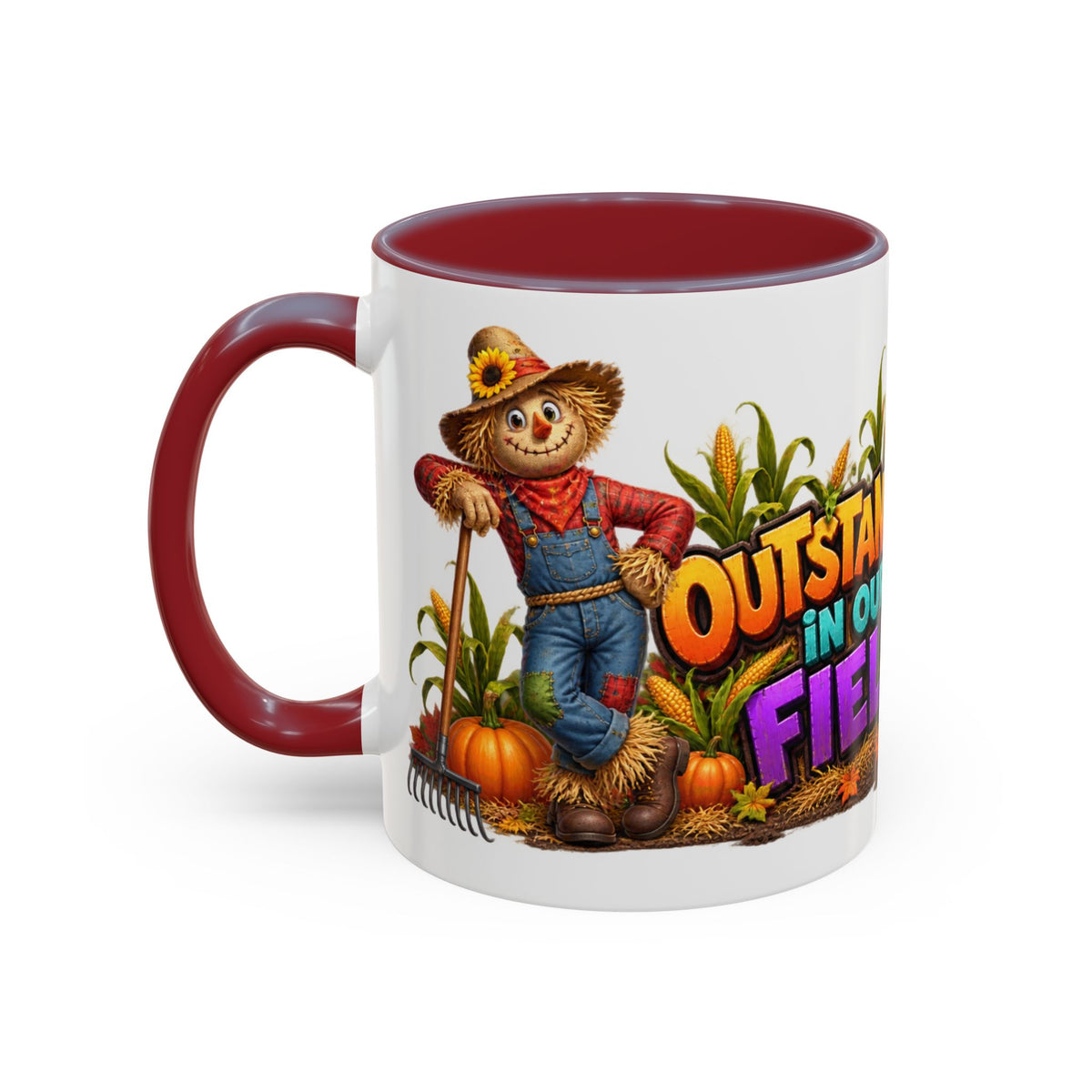 Outstanding in Our Field Funny Scarecrow Halloween White Mug