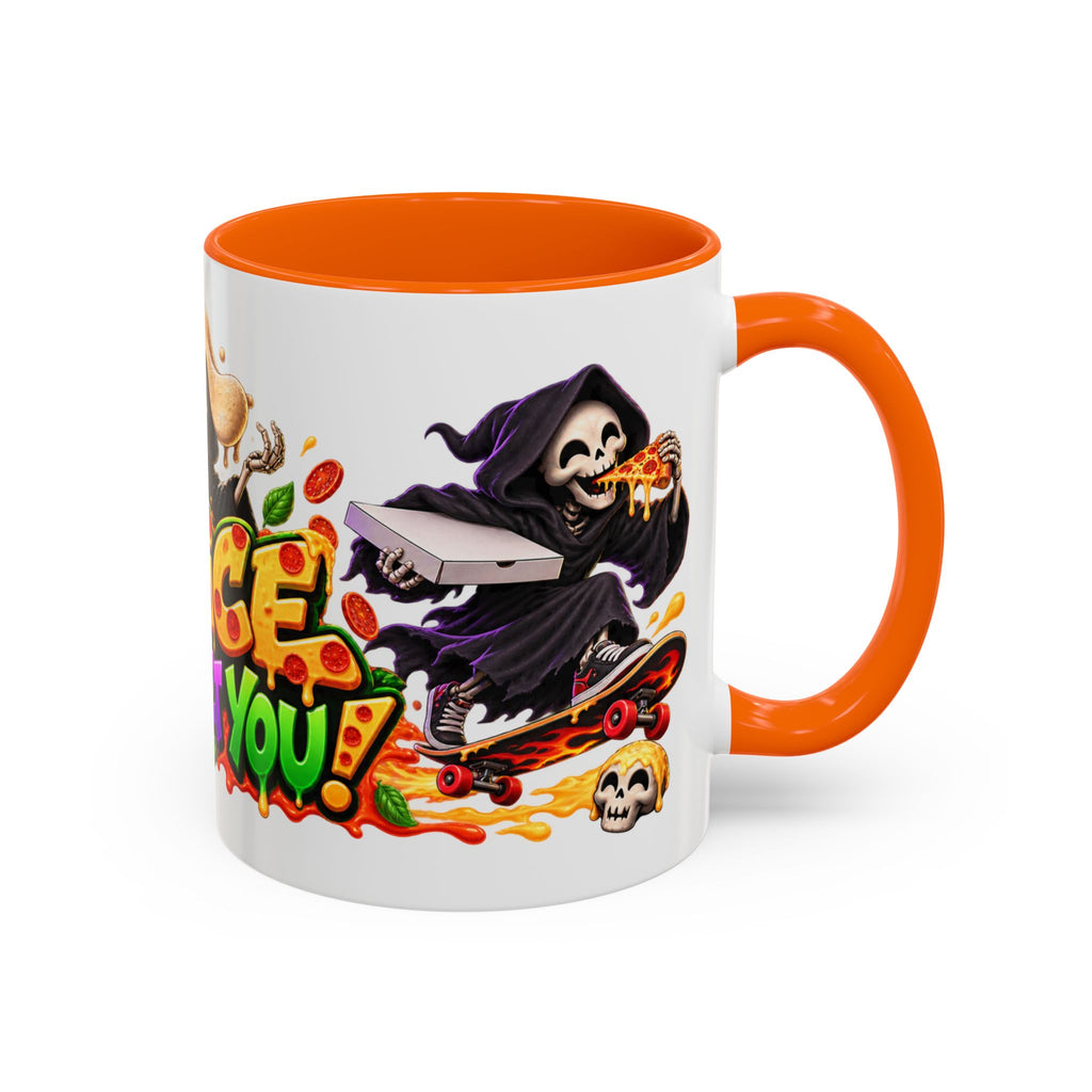 Slice to Meet You Funny Grim Reaper Pizza Halloween White Mug