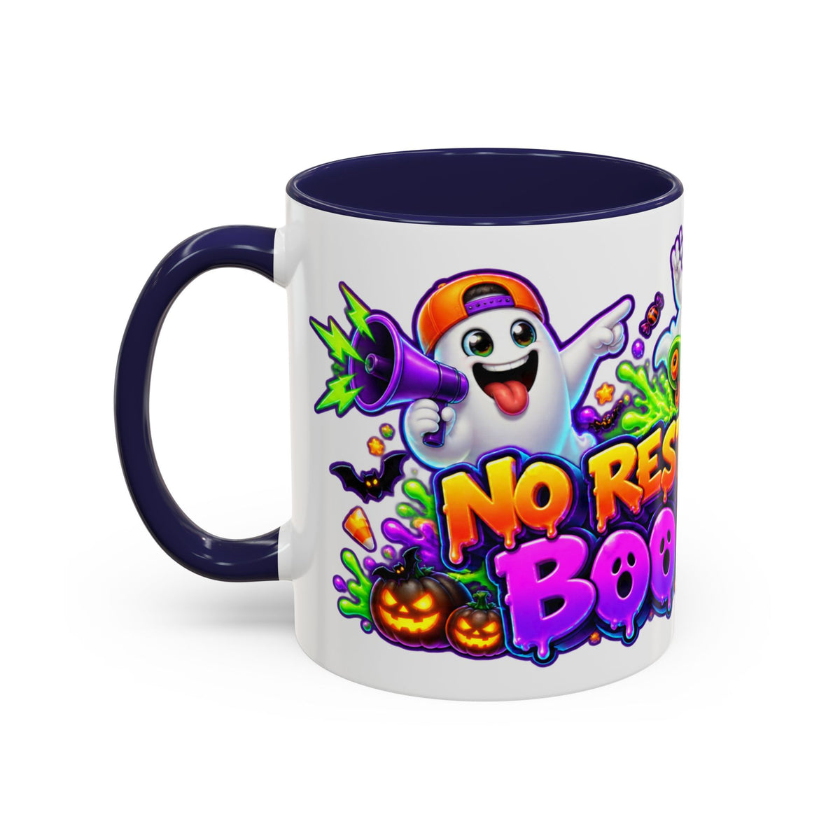 No Rest for the Boo Crew Crazy Ghosts Halloween White Mug