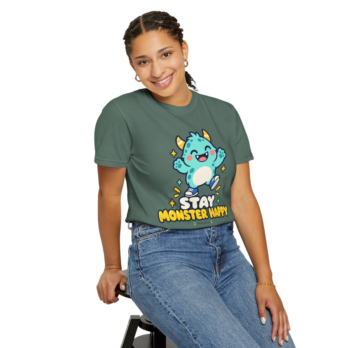 Stay Monster Happy – Cute Monster Graphic T-Shirt