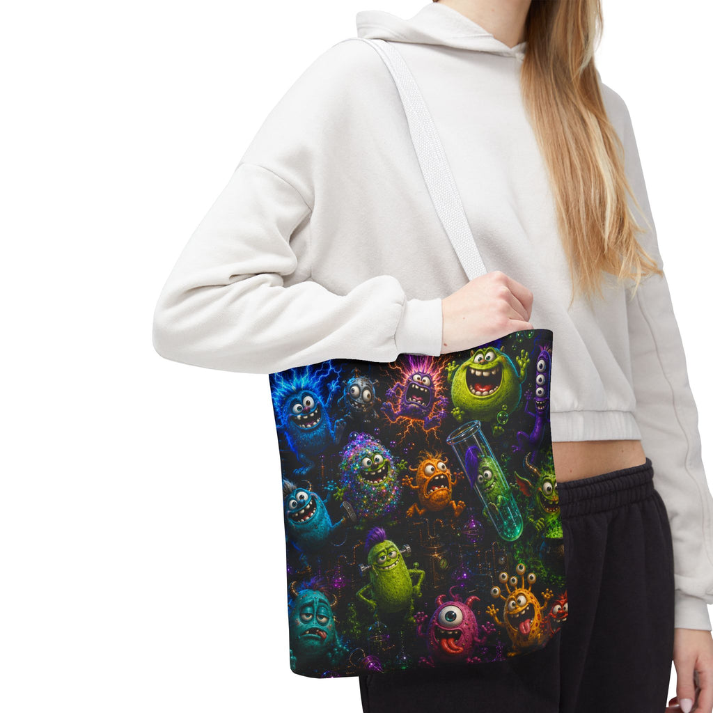Mad Scientist Monsters Tote Bag – Colorful Laboratory Creature All-Over Print
