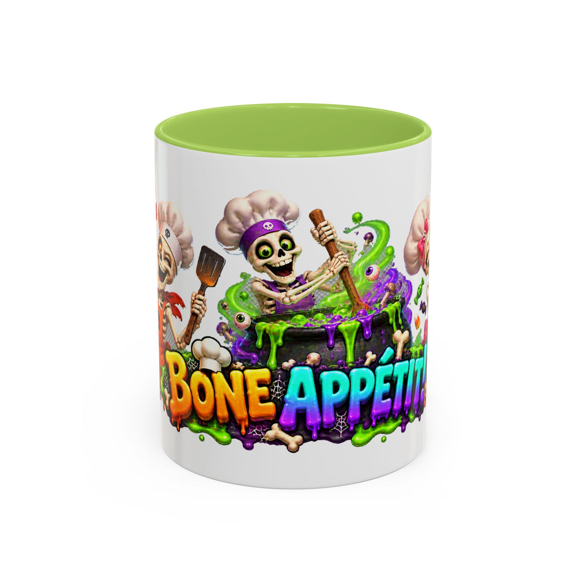 Bone Appetit Skeleton Chefs Halloween White Mug
