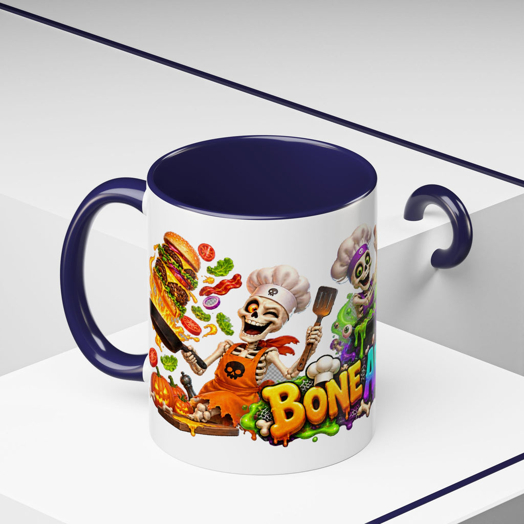 Bone Appetit Skeleton Chefs Halloween White Mug