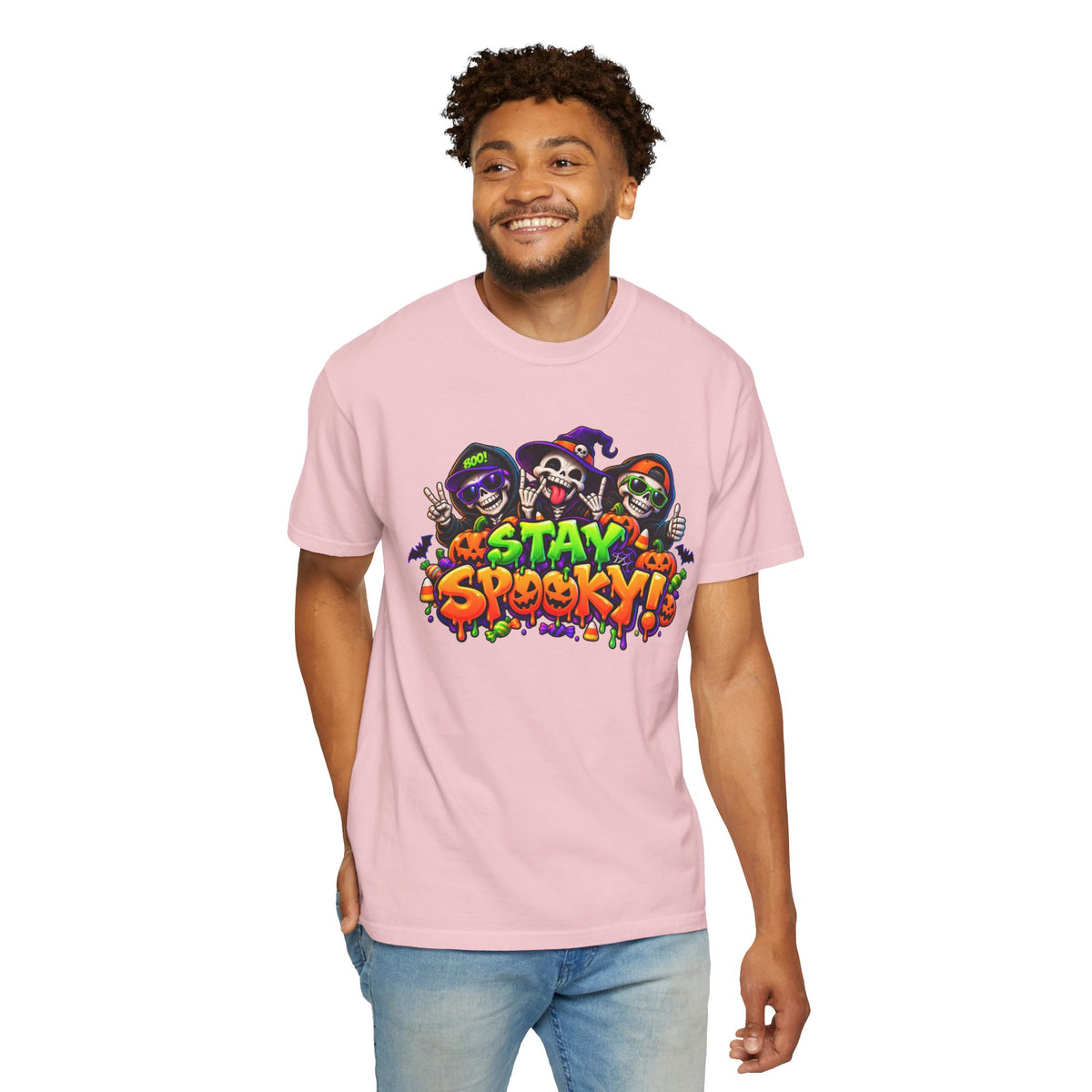 Stay Spooky Halloween T-Shirt – Funny Skeleton Crew Colorful Graphic Tee
