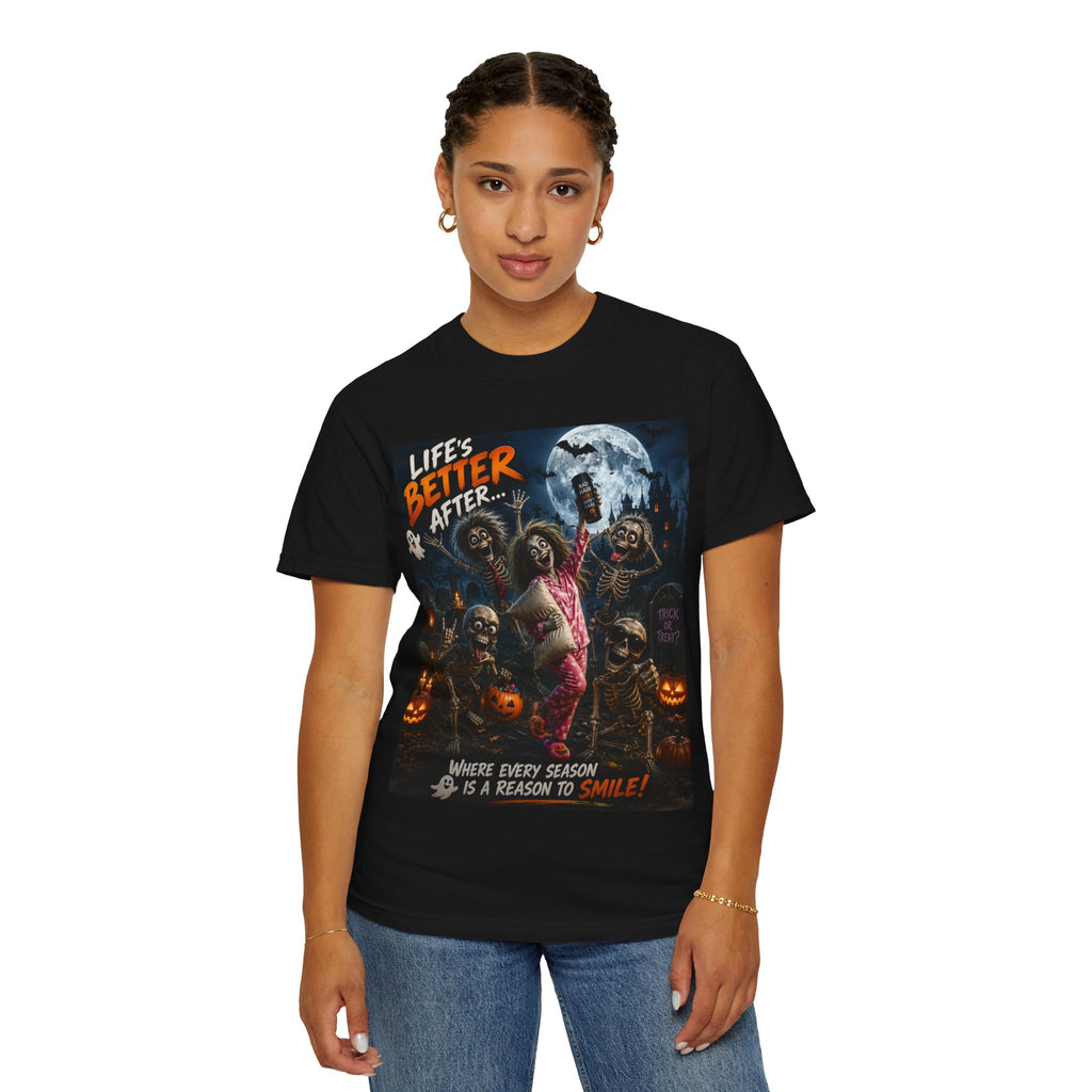 Halloween Zombies T-Shirt — "Life's Better After..." Spooky Pumpkin Graphic Tee