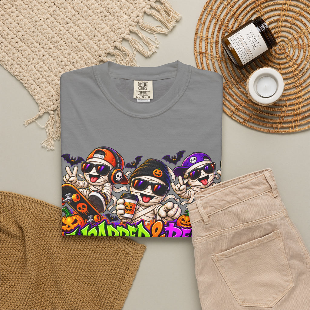 Wrapped & Ready – Halloween Mummy Crew Graphic T-Shirt