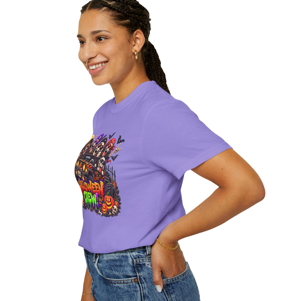 Halloween Crew T-Shirt – Skeleton Jeep Spooky Graphic Tee
