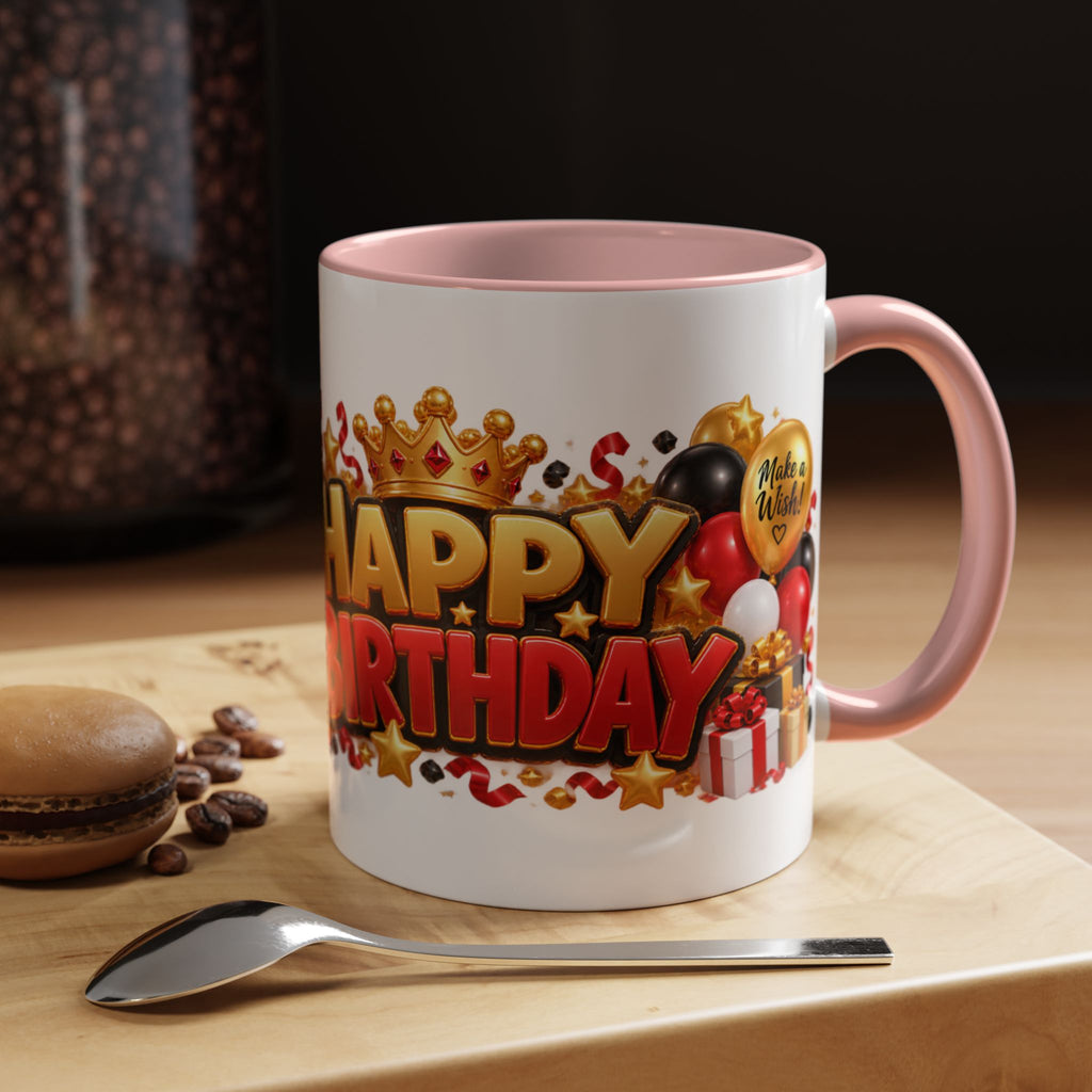 Happy Birthday Rhino Mug – Colorful 3D Birthday Gift – White Coffee Mug