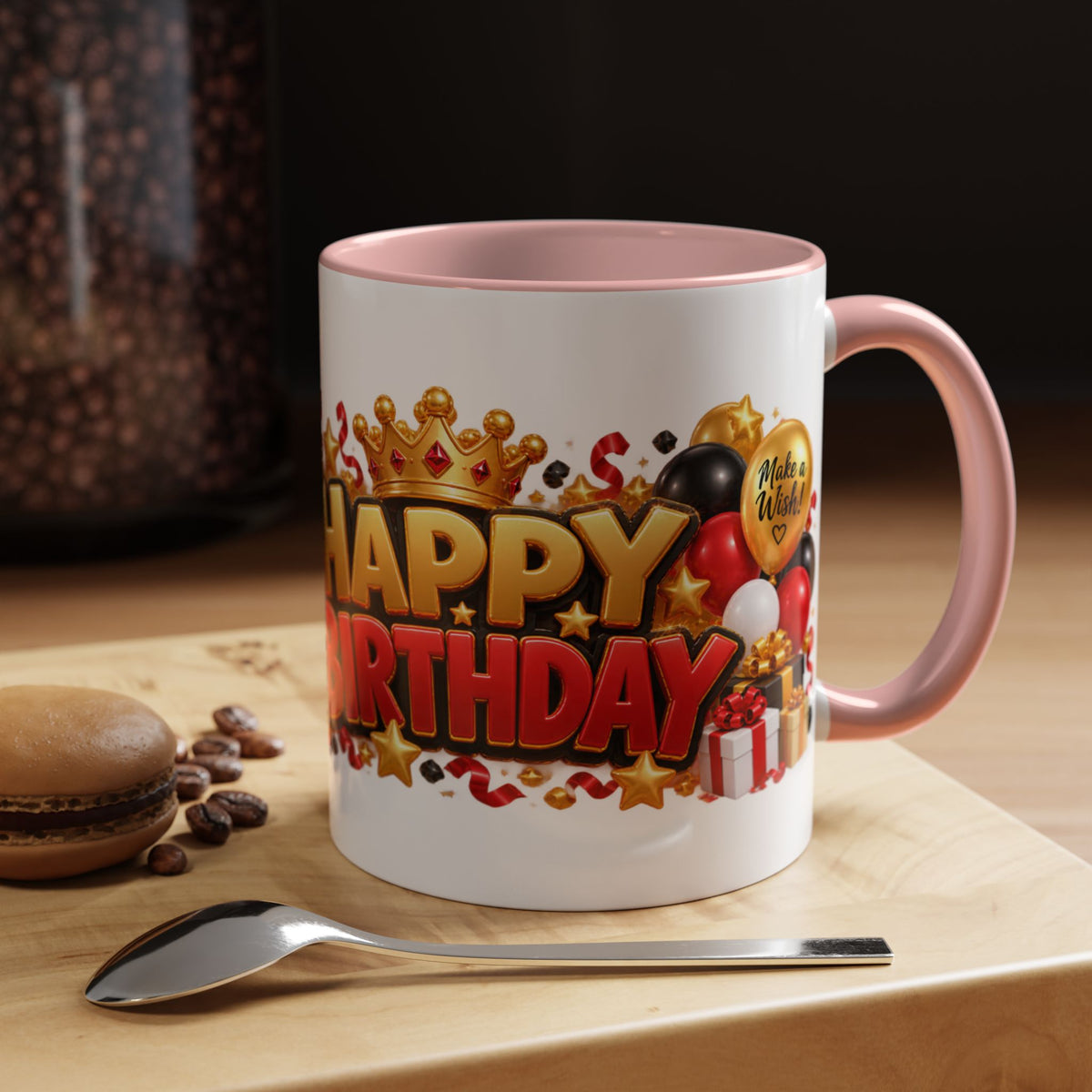 Happy Birthday Rhino Mug – Colorful 3D Birthday Gift – White Coffee Mug