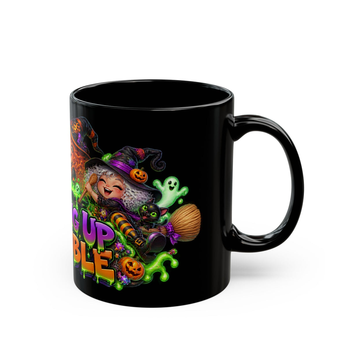 Brewing Up Trouble Witches Halloween Black Mug