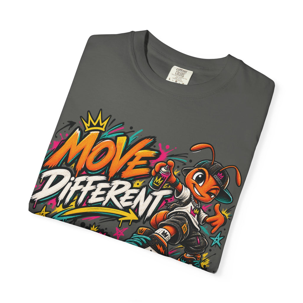 Move Different Graphic T-Shirt — Streetwear Skate Ant Mascot Design
