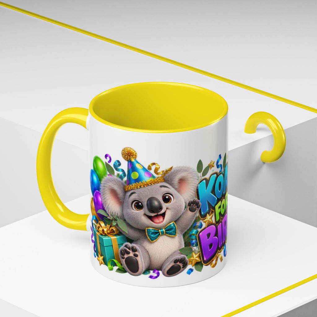 Koala-Fied for a Great Birthday White Mug – Cute Koala Birthday Cup, Colorful Fun Party Gift
