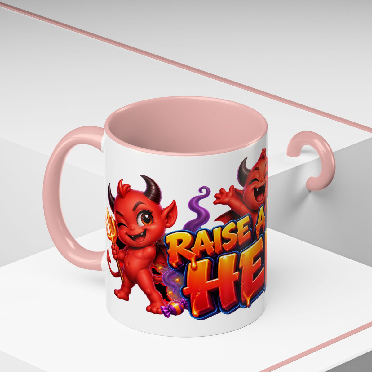Raise a Little Hell Cute Devils Halloween White Mug