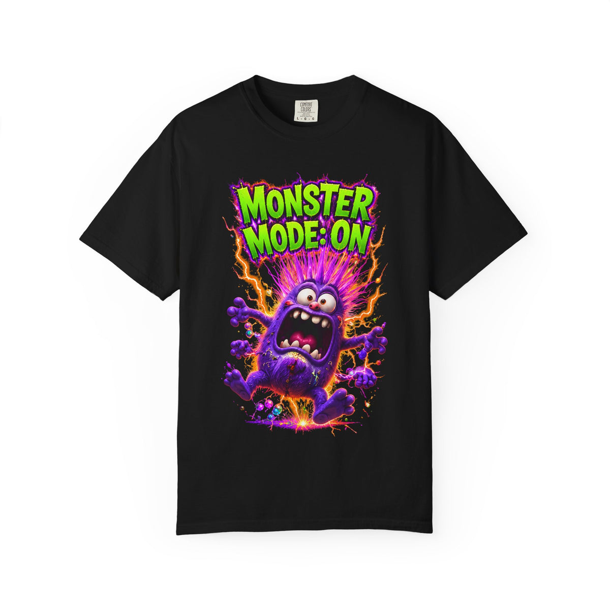 Monster Mode: On T‑Shirt - Funny Electric Purple Monster Graphic Tee