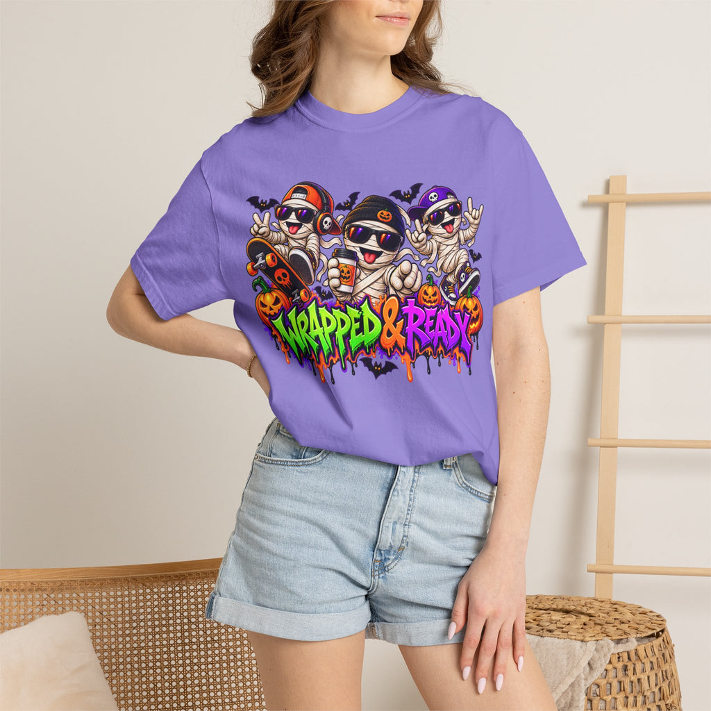 Wrapped & Ready – Halloween Mummy Crew Graphic T-Shirt