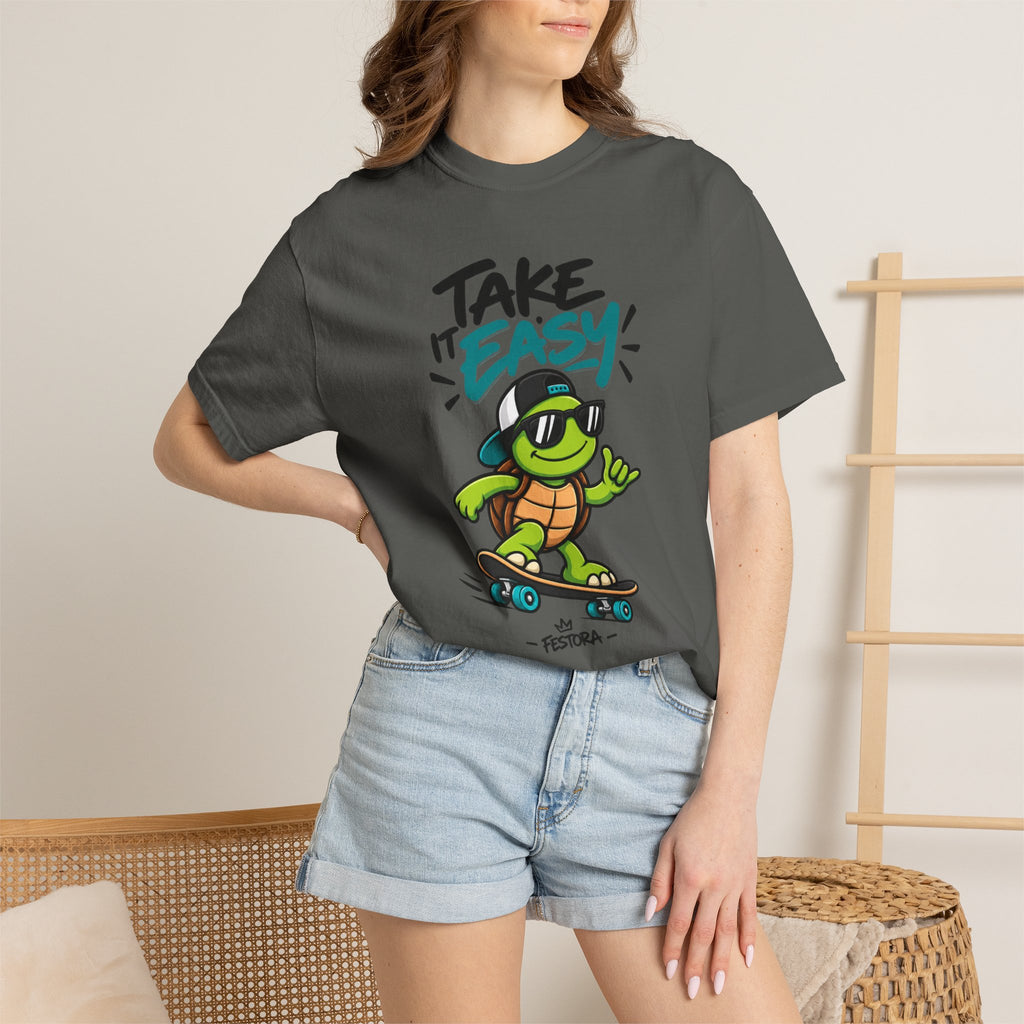 Take It Easy Skate Turtle Graphic T-Shirt | Festora Everyday