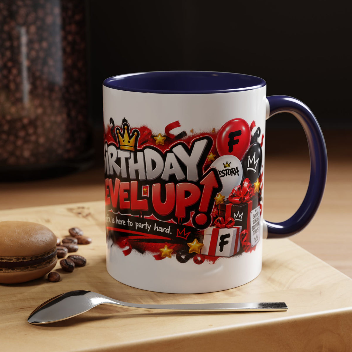 Festora Grafx Birthday Mug – Birthday Level Up Robot Coffee Cup