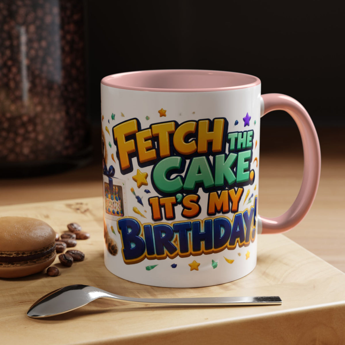 Fetch the Cake Golden Retriever Birthday White Mug