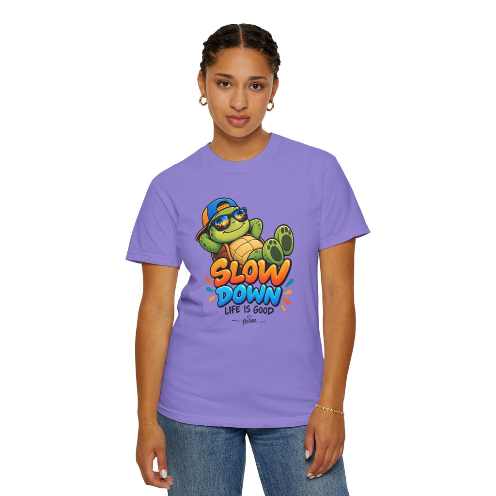 Slow Down, Life Is Good – Turtle Graphic T-Shirt | Festora Everyday