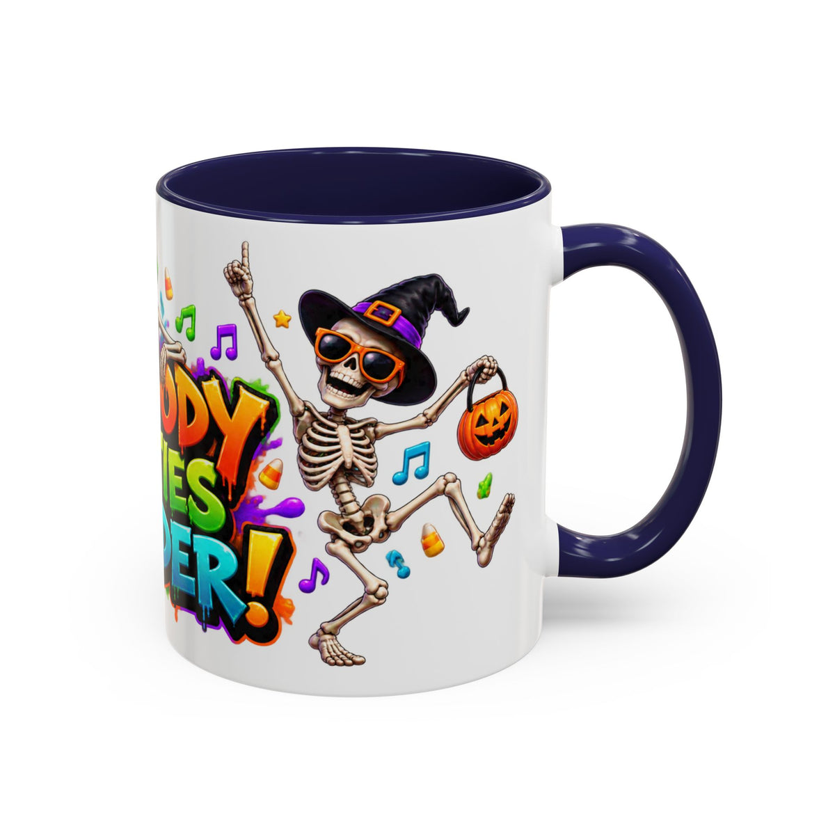 No Body Parties Harder Halloween Skeleton Party White Mug