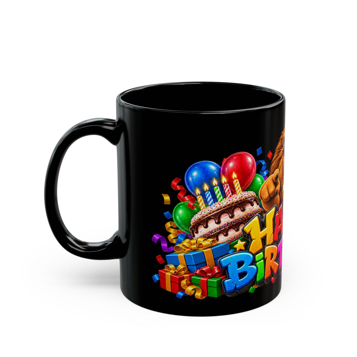 Lion Happy Birthday Mug – Bold 3D King of the Party Design