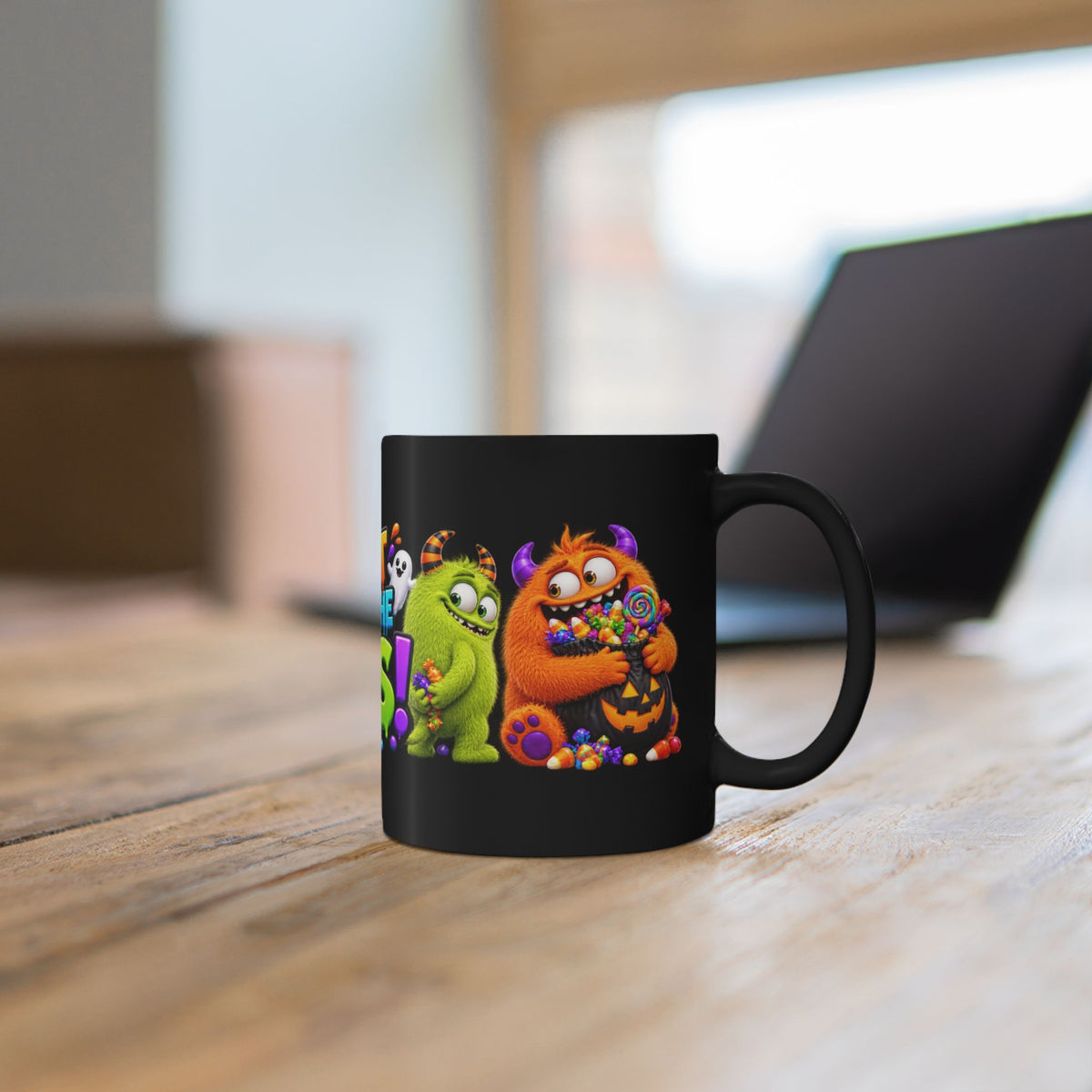 I’m Just Here for the Boos Funny Halloween Monster Black Mug