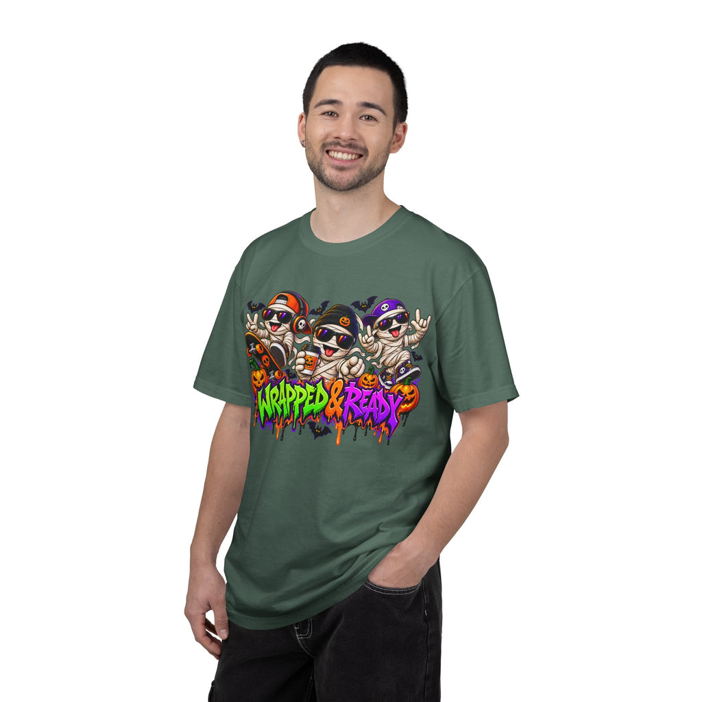 Wrapped & Ready – Halloween Mummy Crew Graphic T-Shirt