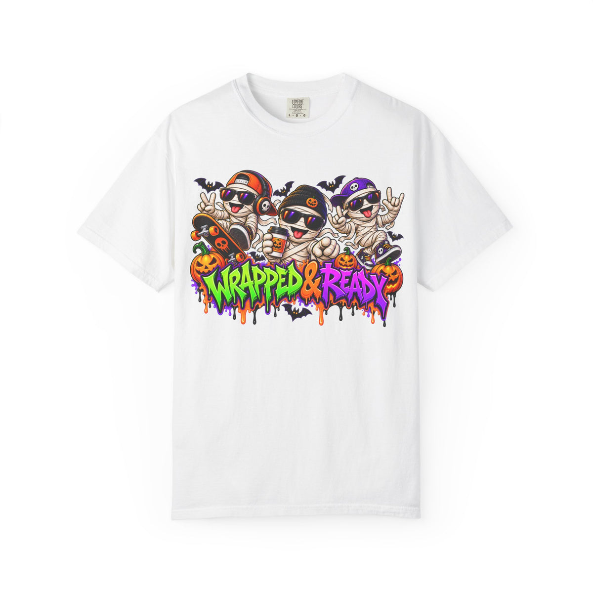 Wrapped & Ready – Halloween Mummy Crew Graphic T-Shirt