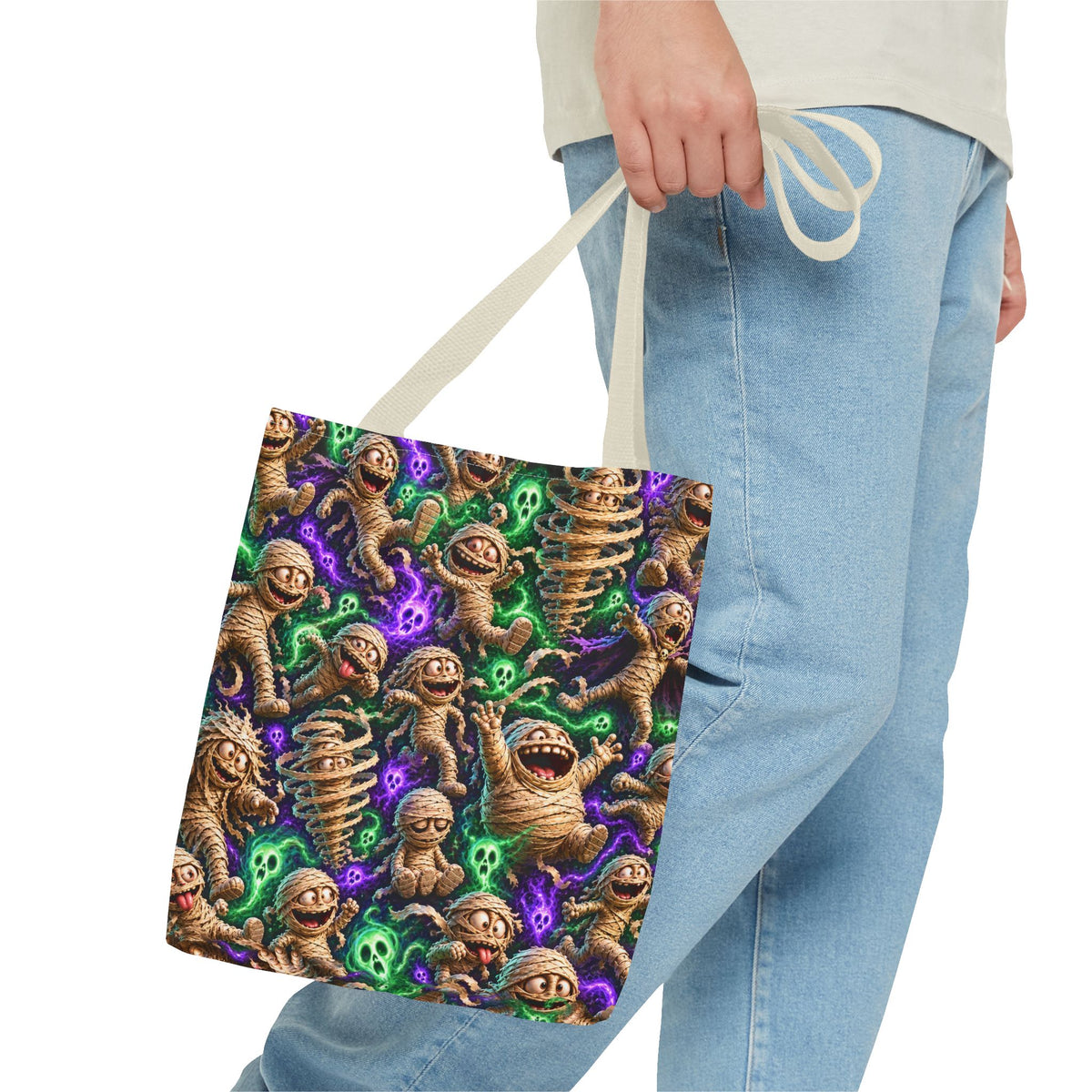 Mummy Party Tote Bag — Cute Spooky Halloween All-Over Print Tote