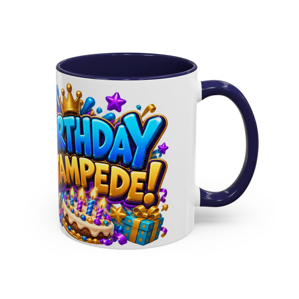 Birthday Stampede White Mug – Cute Buffalo Birthday Cup, Colorful Fun Party Gift