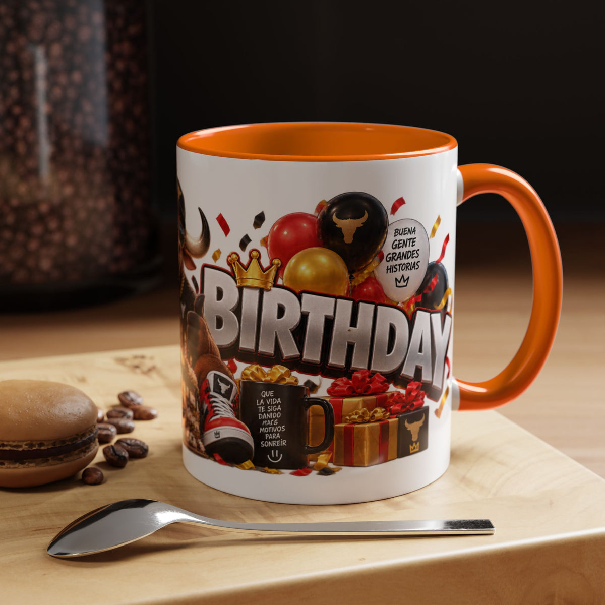 Happy Birthday Bull Mug – Colorful 3D Birthday Gift – White Coffee Mug