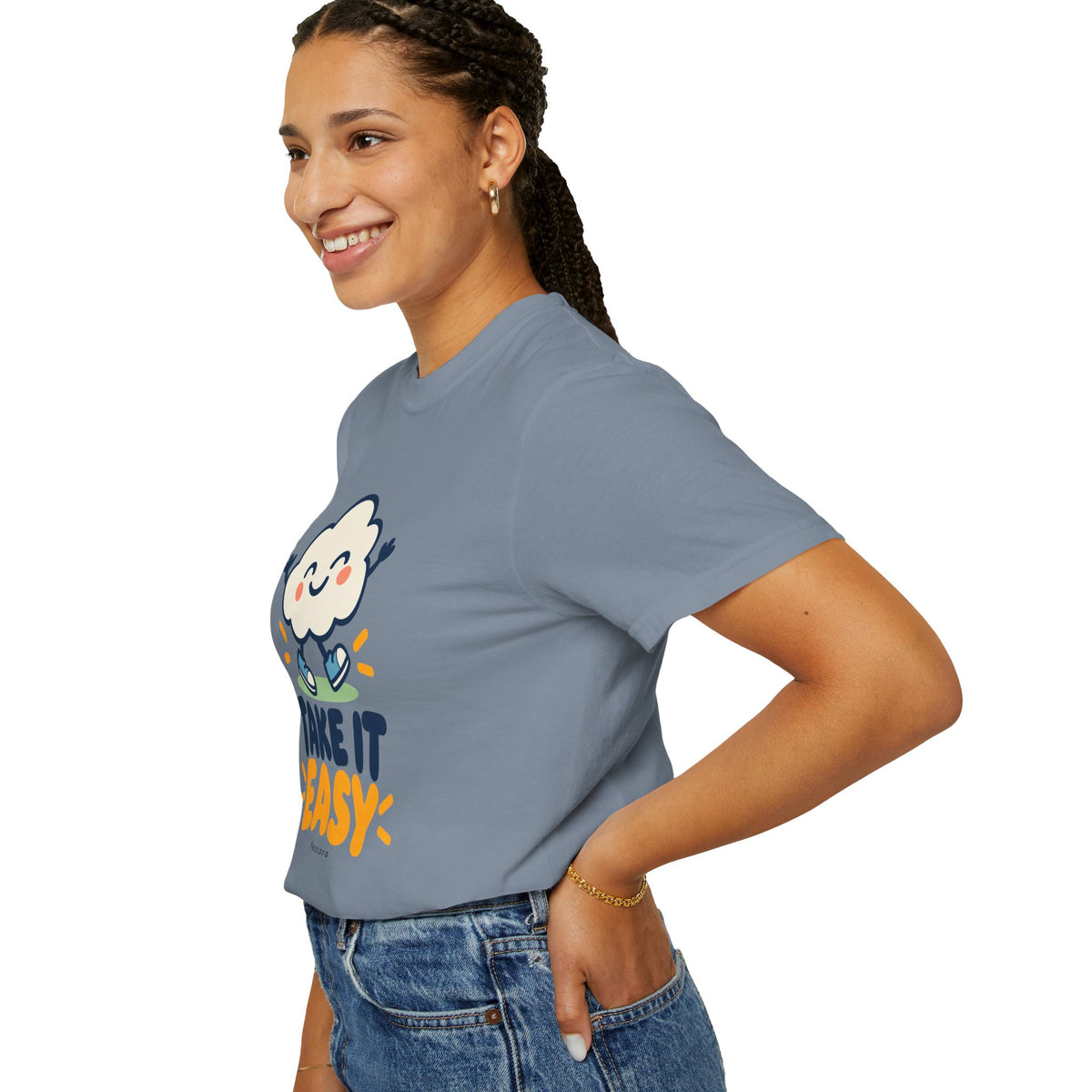 Take It Easy – Happy Cloud Graphic T-Shirt | Festora Everyday