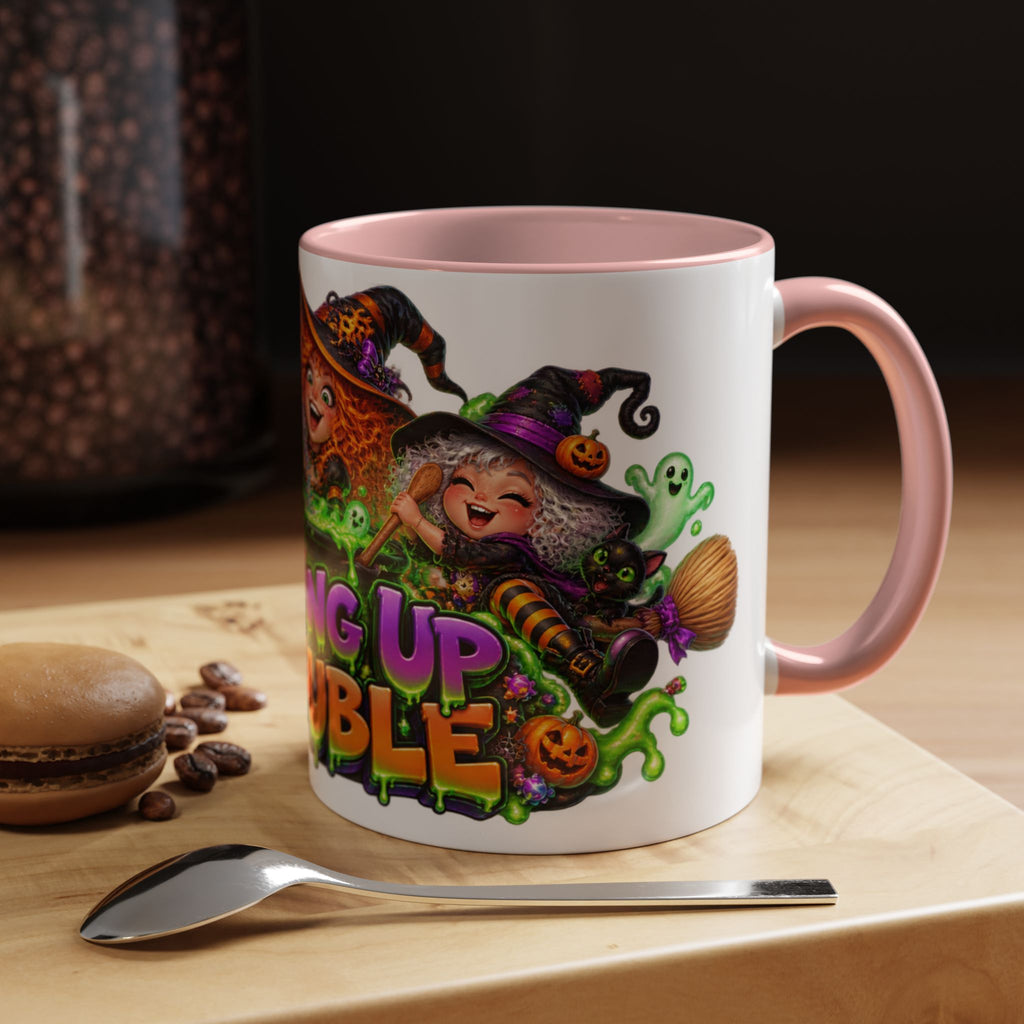 Brewing Up Trouble Witches Halloween White Mug