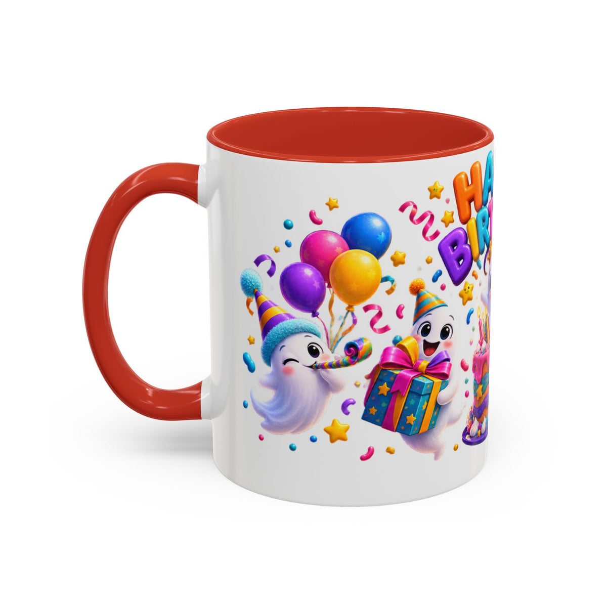 Happy Birthday Accent Coffee Mug - Colorful Celebration Mug (11oz, 15oz)