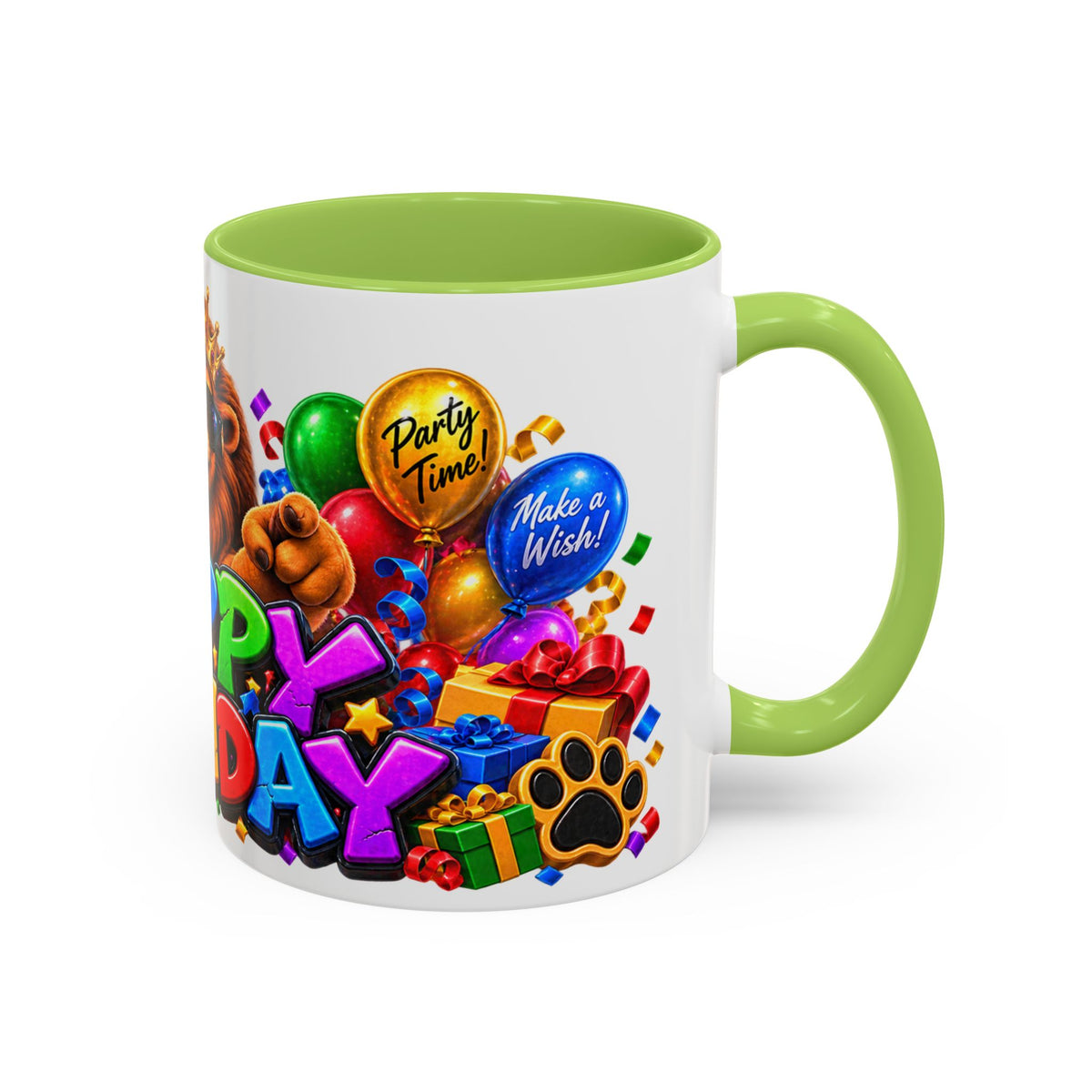 Lion Happy Birthday Mug – Colorful 3D King Celebration Design